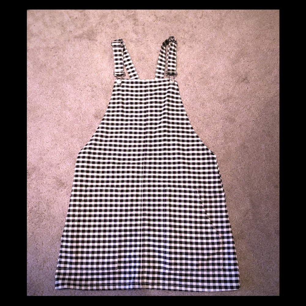 Topshop Moto Gingham Pinafore Dress